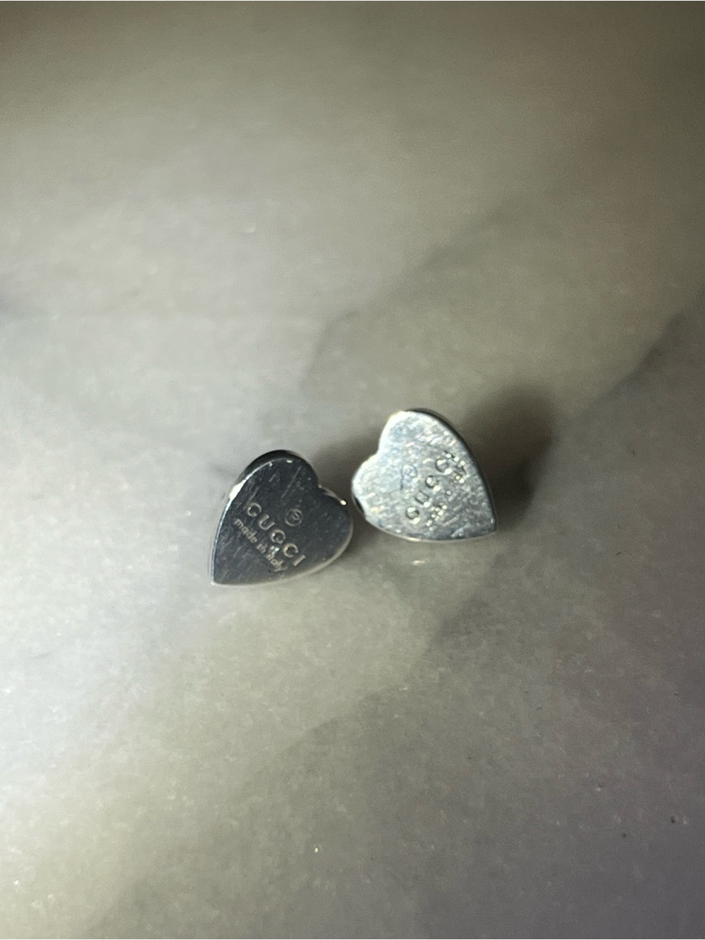 Gucci Silver Heart Stud Earrings